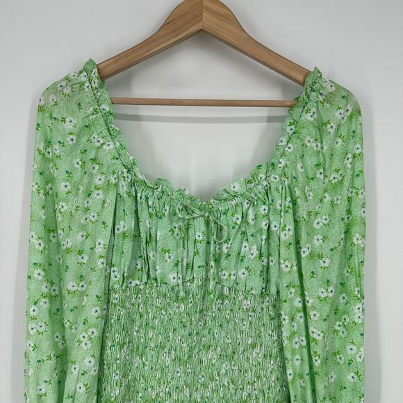 Faithfull The Brand Cosima Mini Dress Floral Ruffle Smocked Balloon Sleeve - Picture 7 of 16